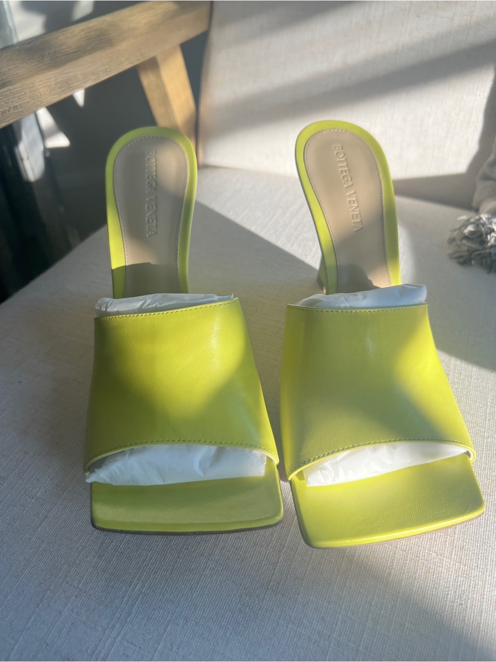 NIB Bottega Veneta Lime Nappa Mules